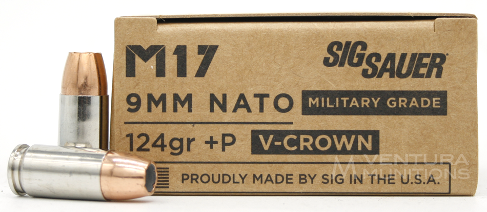 Sig Sauer M17 Elite 9mm Nato 124gr P V Crown Ammo Rounds Ventura Munitions