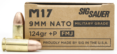 Sig Sauer M17 Elite 9mm NATO 124gr +P FMJ Ammo - 50 Rounds