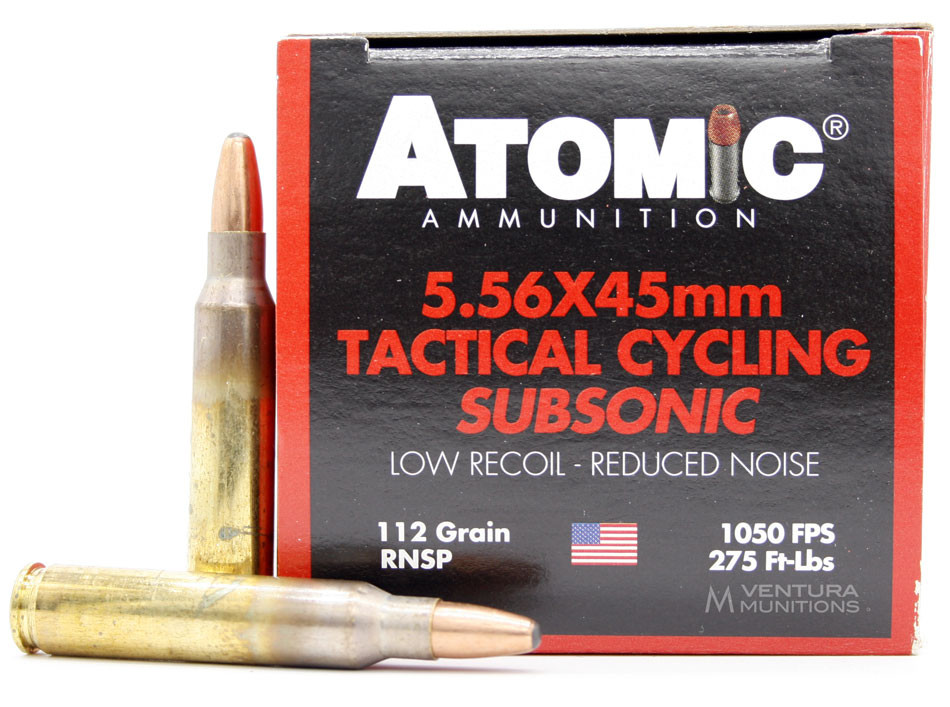 Atomic Tactical Cycling Subsonic 5.56NATO 112gr RNSP Ammo - 50