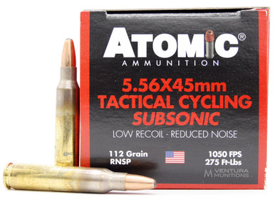 Atomic Tactical Cycling Subsonic 5.56NATO 112gr RNSP Ammo - 50 Rounds