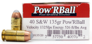Cor-Bon Pow'RBall 40 S&W 135gr JHP Ammo - 20 Rounds
