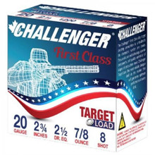 Challenger First Class Target Load 20ga 2.75" 7/8oz #8 Shot Ammo - 25 Rounds