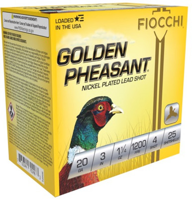 Fiocchi Golden Pheasant 20ga 3" 1-1/4oz #7.5 Shot Ammo - 25 Rounds