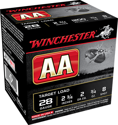 Winchester AA Target Load 28ga 2.75" 3/4oz #8 Shot Ammo - 25 Rounds
