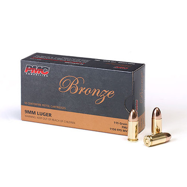 PMC Bronze 9mm 115gr FMJ Ammo - 50 Rounds 