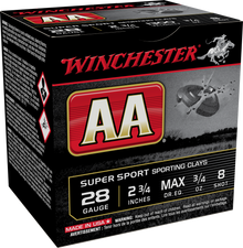 Winchester AA Super Clay 28ga 2.75" 3/4oz #8 Shot Ammo - 25 Rounds