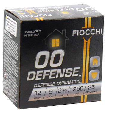 Fiocchi Defense Dynamics 12ga 2.75" 9 Pellets 00 Buck Ammo - 25 Rounds