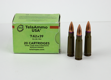 TelaAmmo USA 7.62x39 124gr FMJ Lacquered Steel Cased Ammo - 20 Rounds