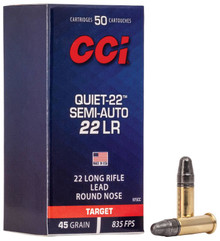 CCI Quiet-22 Semi-Auto 22LR 45gr LRN Ammo - 50 Rounds