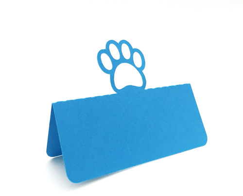 Paw print place card - peacock blue