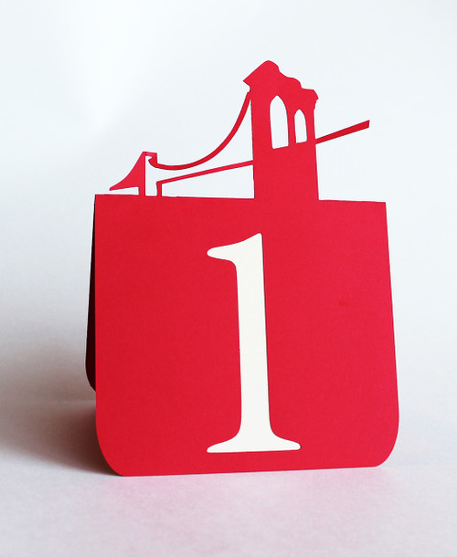 Brooklyn bridge table number (Red with tan cardstock)