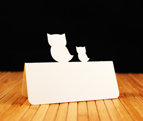 Owl and baby owl place card