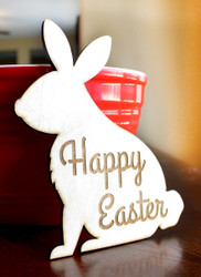 Happy Easter rabbit wood trivet