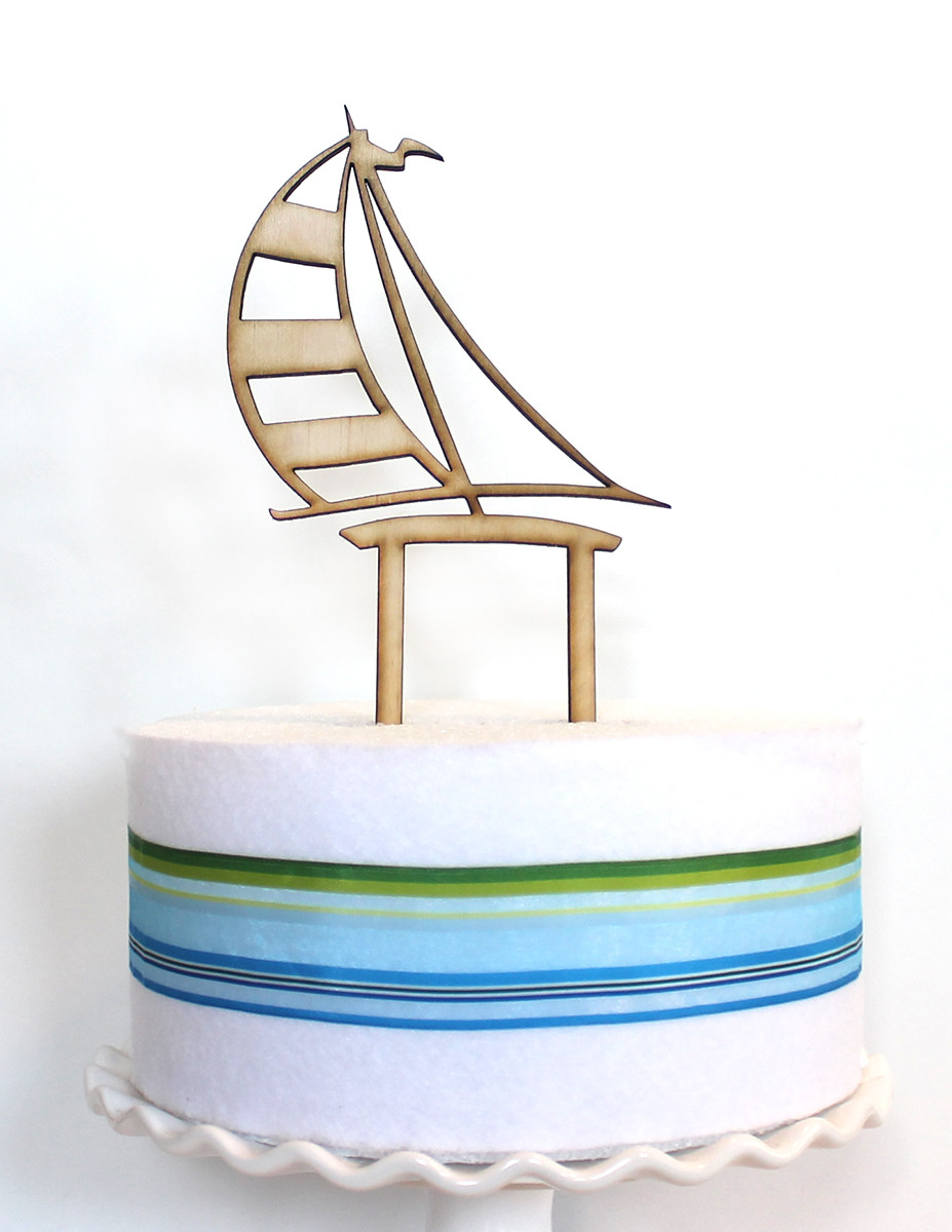 edible cake topper sailboat