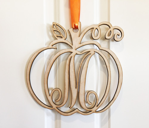 Pumpkin Monogram Door Sign