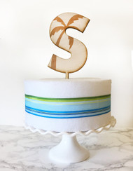 Initial Wood Cake Topper Palm Tree engraving
