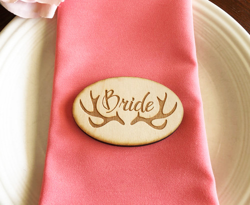 Antler oval engraved place cards