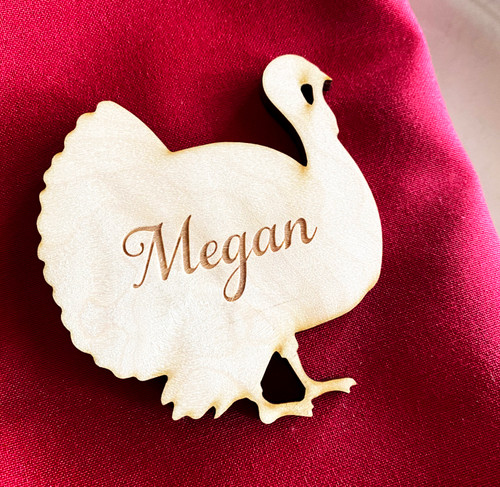 Turkey wood engraved place cards
