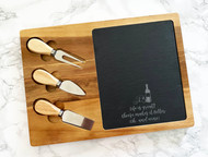 Acacia Wood & Rectangle Slate Cheese Board Set 