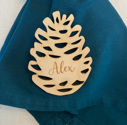Pinecone Wood Engraved Place Cards