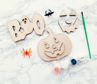 Halloween Paint Kit with Paintable Pumpkin and Boo Wood Cutouts