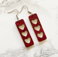Hearts wood bar earrings