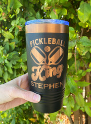 Pickleball King Tumbler - black with rose gold engraving 