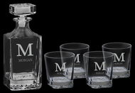 Monogram decanter set with four glasses