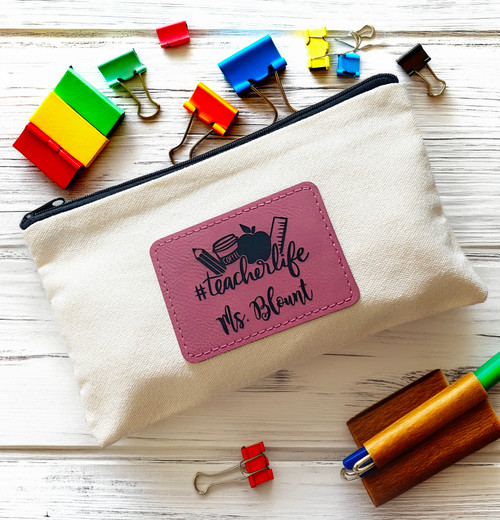 Personalized teacher canvas zipper pouch