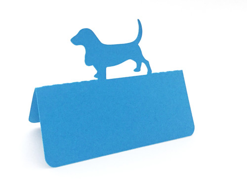 Dog place card - peacock blue