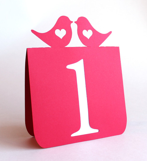 Love bird with heart table numbers