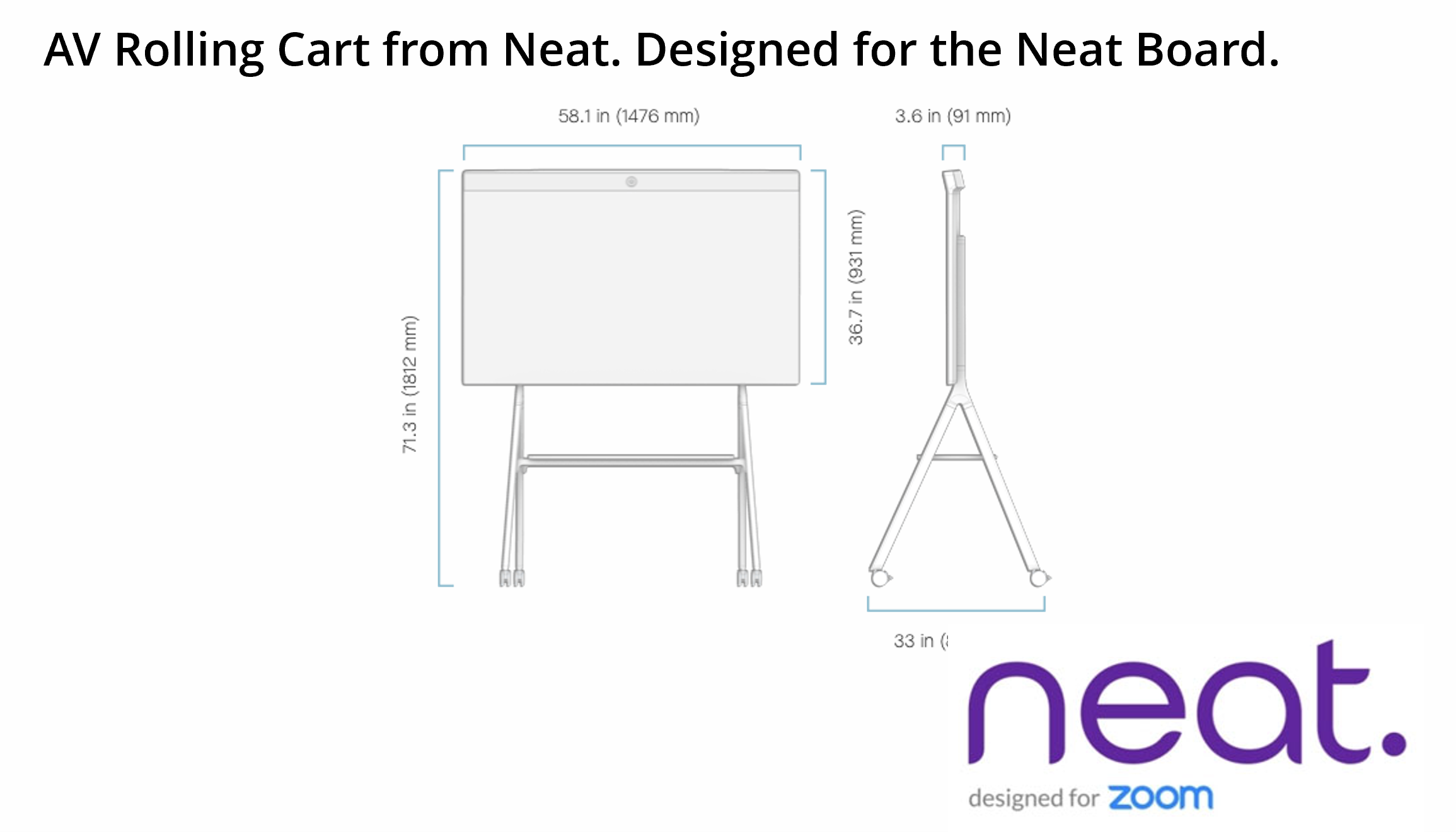 Neat AV Cart designed for the Neat Board for Zoom