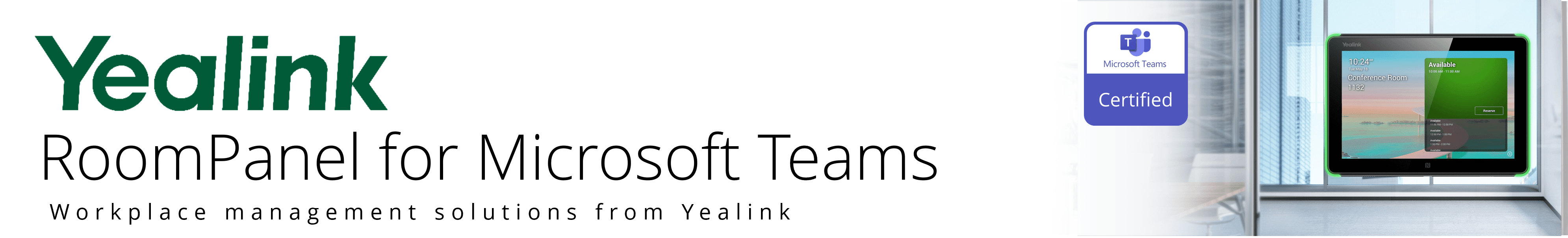 Yealink RoomPanel Certitifed for Microsoft Teams