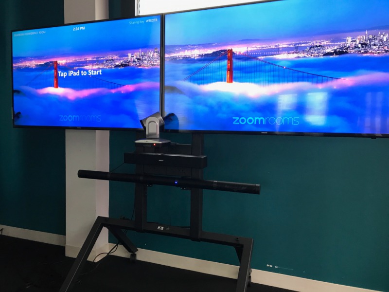 How about this Zoom Rooms Cart? Video Conference Gear