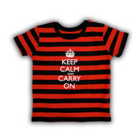 Keep Calm & Carry On Children's Black & Red Stripes T-Shirt