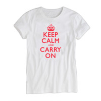 Keep Calm & Carry On Ladies White & Red T-Shirt