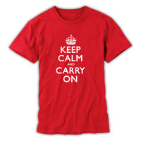 Keep Calm & Carry On Gentleman's Red and White T-Shirt
