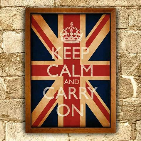 KC3 Vintage Union Jack Keep Calm Carry On Surfing Funny Poster Print A2/A3/A4 