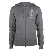 Keep Calm and Carry On Mens Charcoal & White Zipped Hooded Top