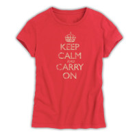Keep Calm & Carry On Ladies Red Distressed T-Shirt