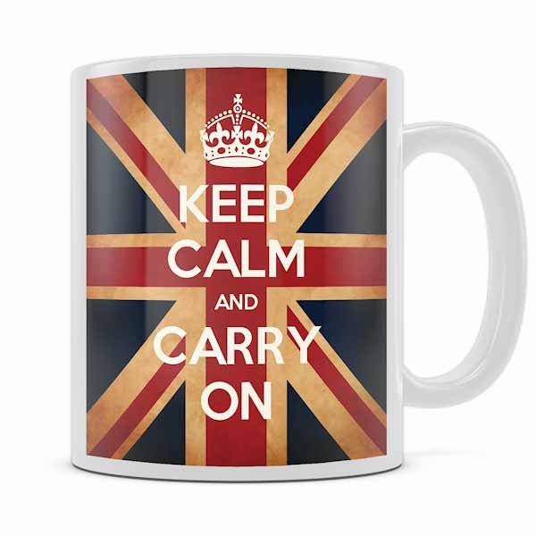 KEEP CALM AND CARRY ON UNION JACK MUG