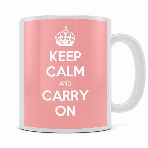 KEEP CALM AND CARRY ON PINK MUG