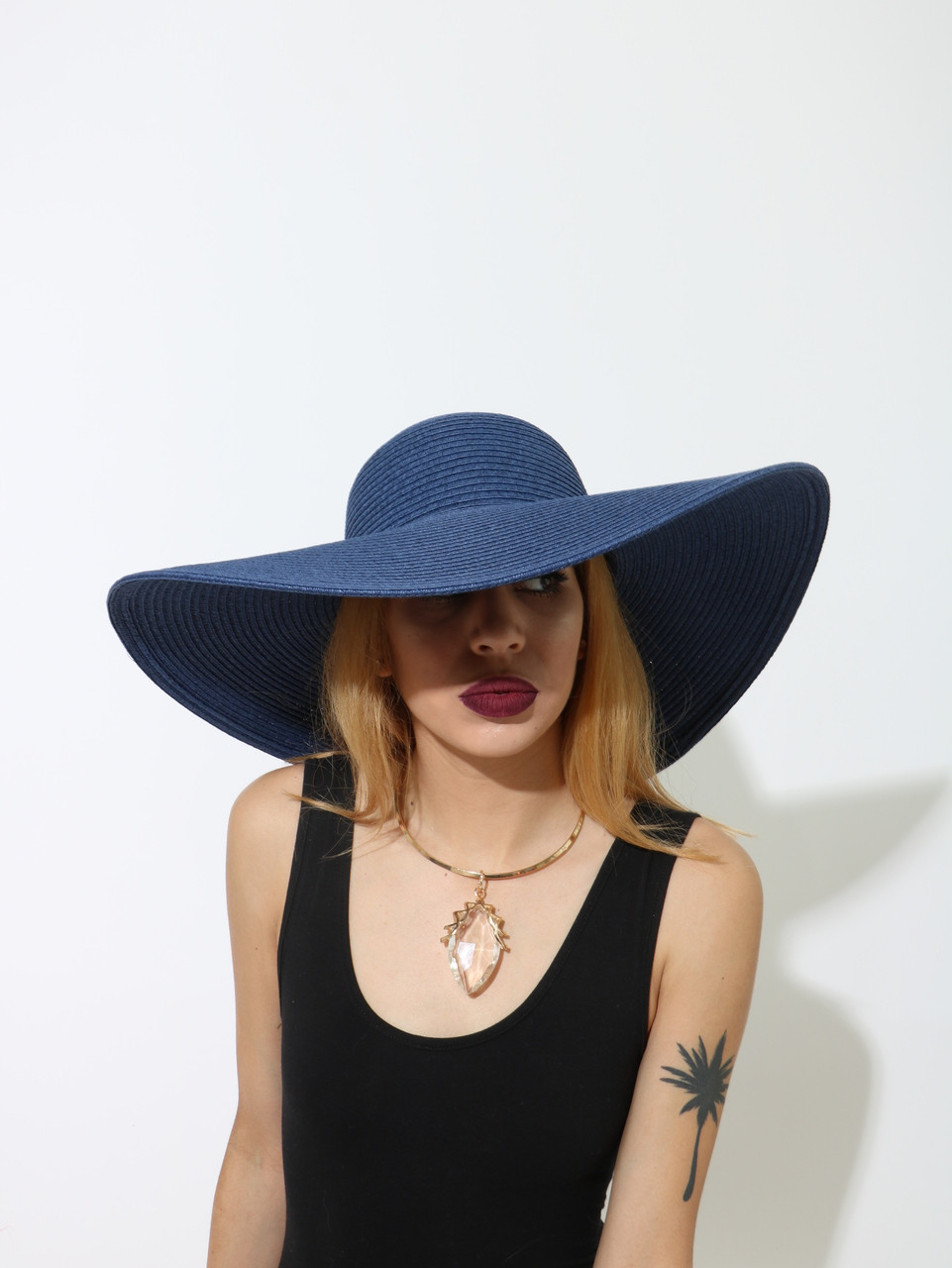 navy floppy hat