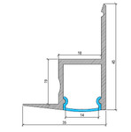 Aluminium Corner Ceiling Recessed LED Profile