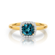 London Blue Topaz & Diamond Ring (T136)