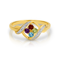 Diamond, Amethyst, Garnet, Peridot & Blue Topaz Ring