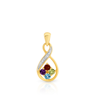 Diamond, Amethyst, Garnet, Peridot & Blue Topaz Pendant