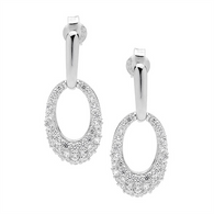White CZ Oval Earrings (E316)
