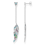 Tropical Feather Long Drop Earrings (TH1992)