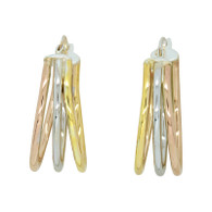 Tri Colour Hoop Earrings (14-2048)